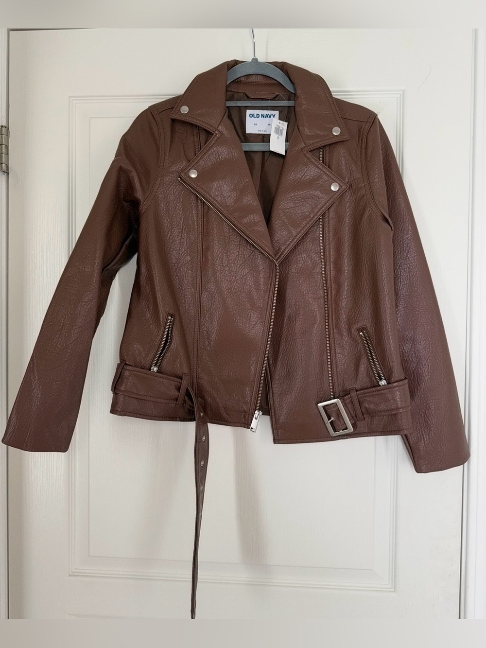 Old Navy Chocolate Brown Faux Leather Moto Jacket